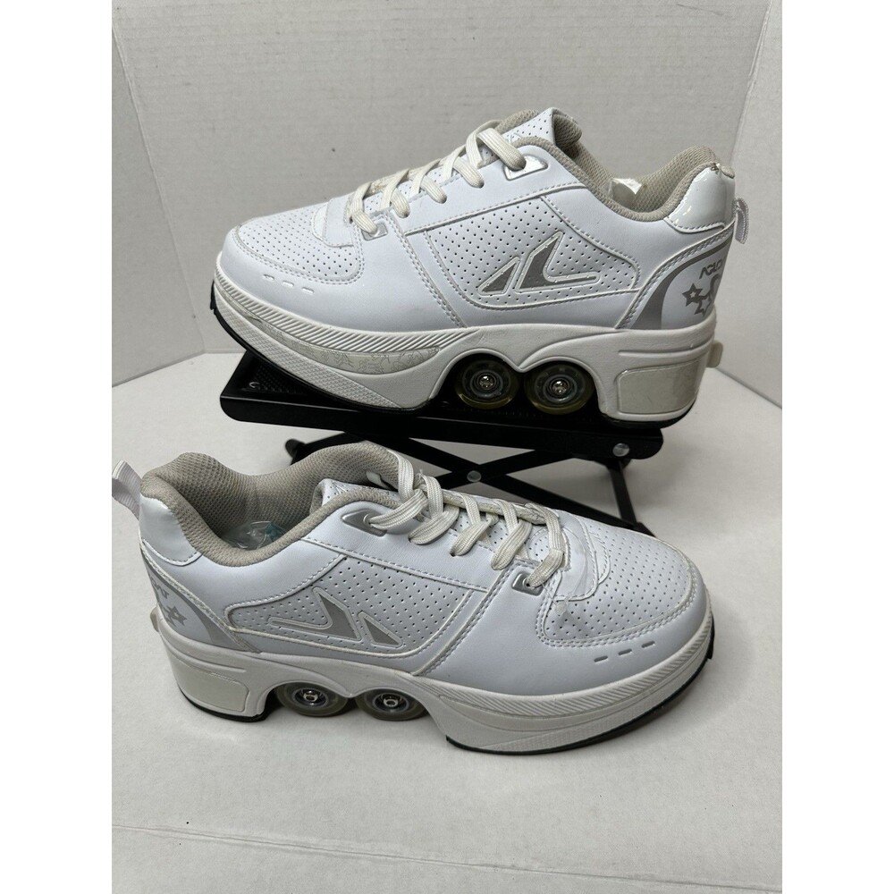 AGLOAT Retractable Sneaker Roller Skate Shoes Size 9.5–PopOut Wheels Convert C03